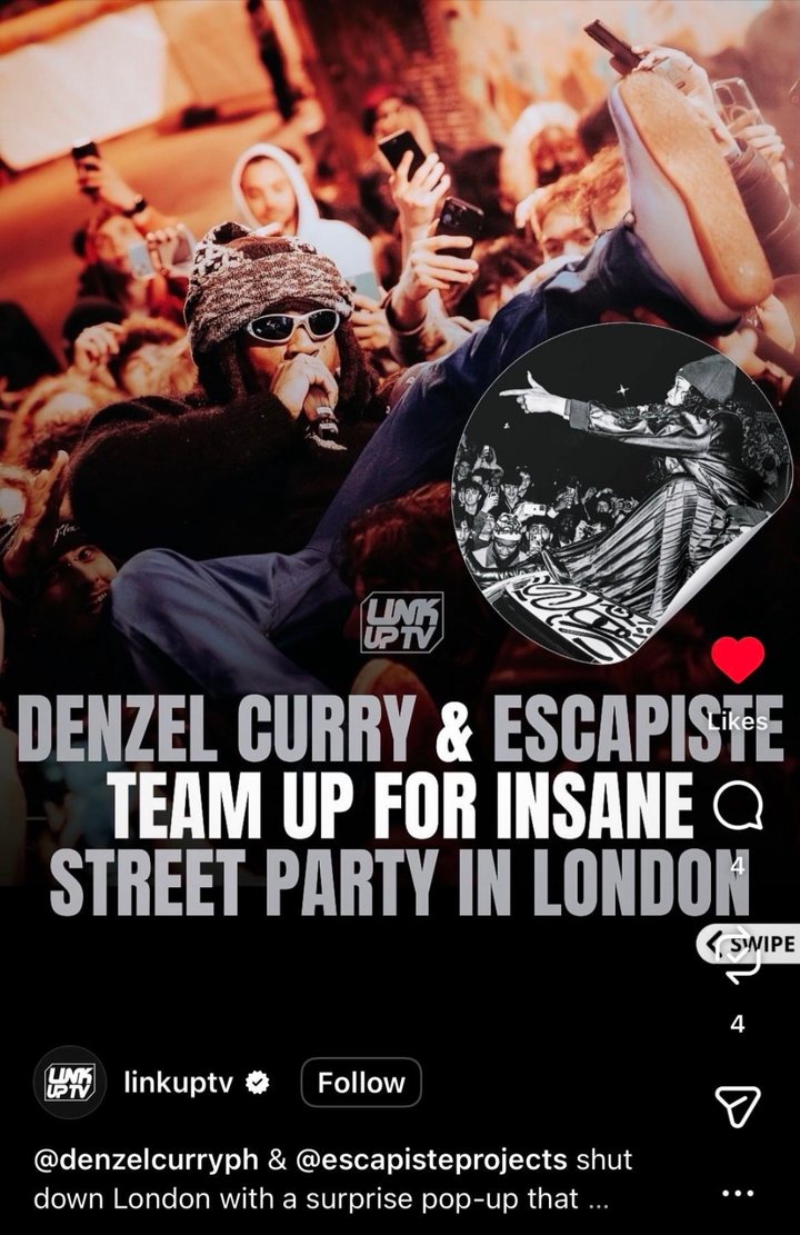 Link Up TV post: Denzel Curry and Escapiste team up for insane street party in London